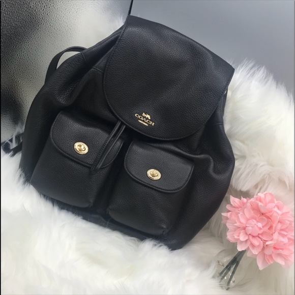 coach pebbled leather backpack f37410 black